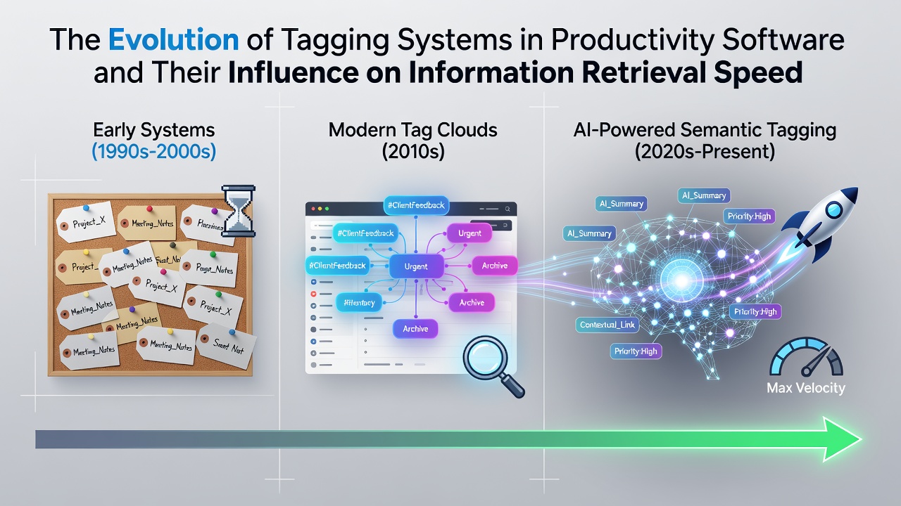 The Evolution of Tagging Systems in Productivity Software and Their Influence on Information Retrieval Speed
